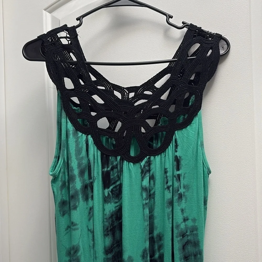 Club Z Collection Turquoise Tie Dye Crochet Maxi Swim Cover Up Dress NWT L